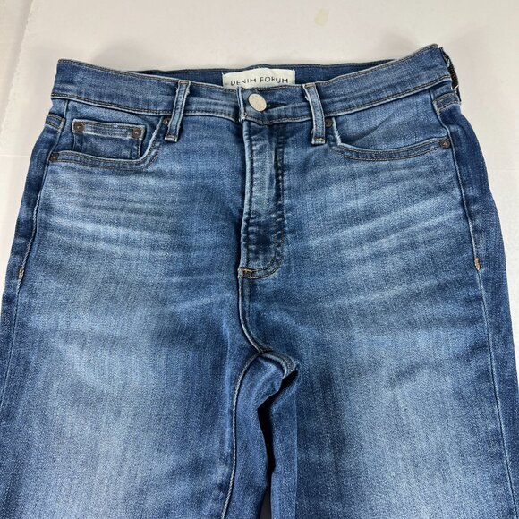 Denim Forum Jean Women 28x24 Nico Mid Rise Skinny Crop Blue Stretch Denim Tag 28 - Picture 4 of 16